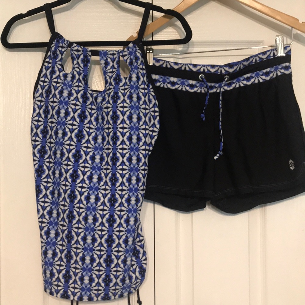Free Country Blue Patterned Two Piece Swimsuit